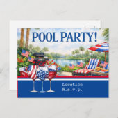 4th of July Celebration Barbecue Pool Party  Briefkaart (Voorkant / Achterkant)