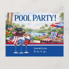 4th of July Celebration Barbecue Pool Party  Briefkaart