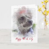 4th of July-Chinese Crested Haarloze hond Kaart (Gele Bloem)