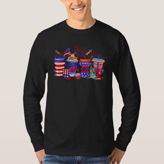4th Of July Coffee Cups Patriotic Independence Cof T-shirt (Voorkant)