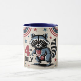 "4th of July" Cool Raccoon Patriotic Mok