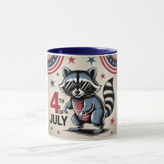 "4th of July" Cool Raccoon Patriotic Mok (Midden)