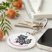 "4th of July" Cool Raccoon Patriotic Sleutelhanger (Voorkant Rechts)