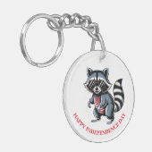 "4th of July" Cool Raccoon Patriotic Sleutelhanger (Voorkant Links)