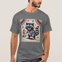 "4th of July" Cool Raccoon Patriotic T-shirt