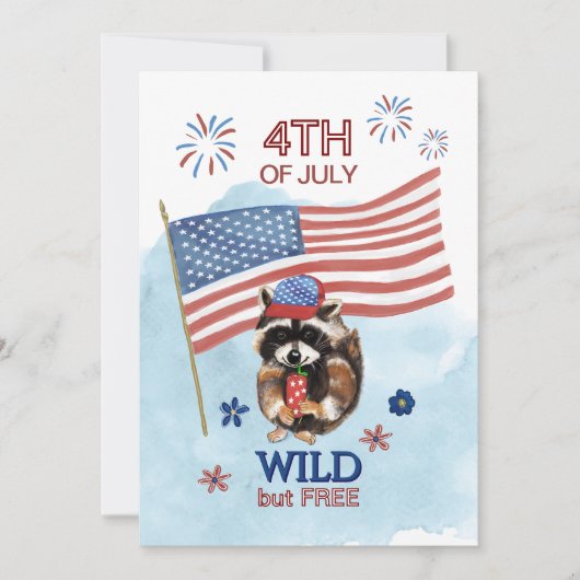 4th of July coole Patriotic Racoon Kaart (Voorkant)