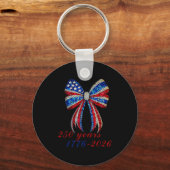 4th Of July Coquette American Flag Bow Funny Girls Sleutelhanger (Voorkant)