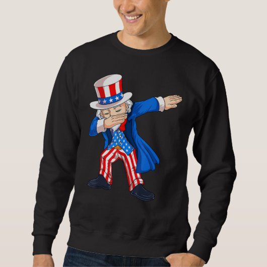 4th Of July Dabbing Uncle Sam American Flag Kids B Trui (Voorkant)