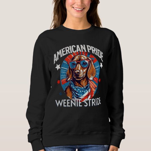 4th of July  Dachsund Weiner Dog Weenie USA Americ Trui (Voorkant)