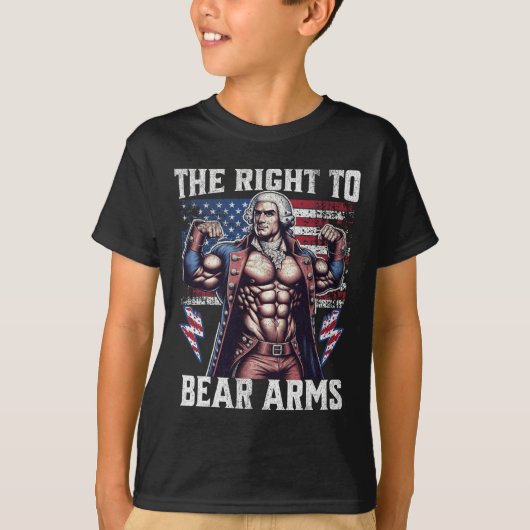 4th Of July Dad Usa Flag 2nd Bear Arms Bodybuildin T-shirt (Voorkant)