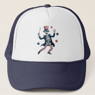 4th of July Dancing Skeleton Hat Trucker Pet
