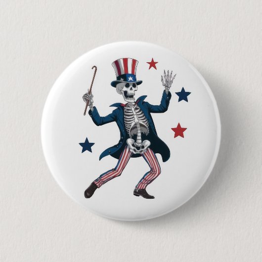 4th of July Dancing Skeleton Ronde Button 5,7 Cm (Voorkant)