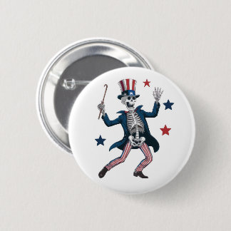 4th of July Dancing Skeleton Ronde Button 5,7 Cm