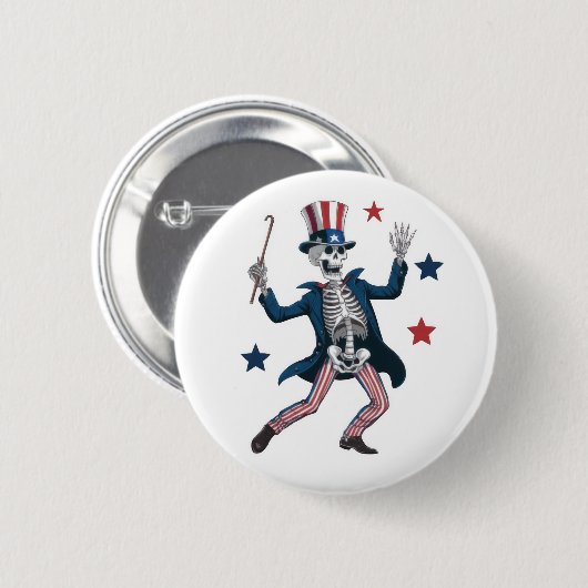 4th of July Dancing Skeleton Ronde Button 5,7 Cm (Voorkant /achterkant)