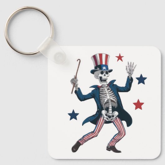 4th of July Dancing Skeleton Sleutelhanger (Voorkant)