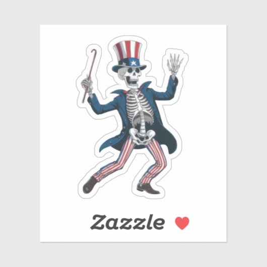 4th of July Dancing Skeleton Sticker (Vel)