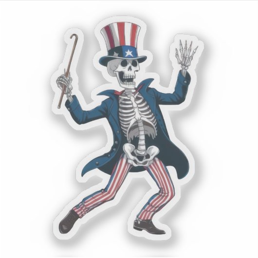 4th of July Dancing Skeleton Sticker (Voorkant)