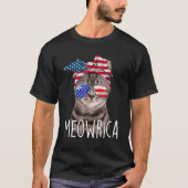 4th Of July Day Of Independence Meowrica meowrica  T-shirt (Voorkant)