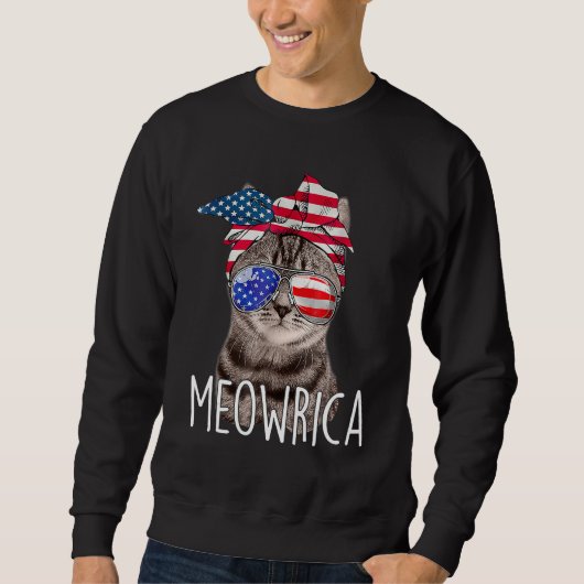 4th Of July Day Of Independence Meowrica meowrica  Trui (Voorkant)
