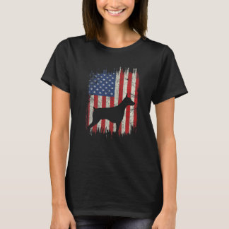 4th Of July Doberman American Flag Patriotic Dog L T-shirt