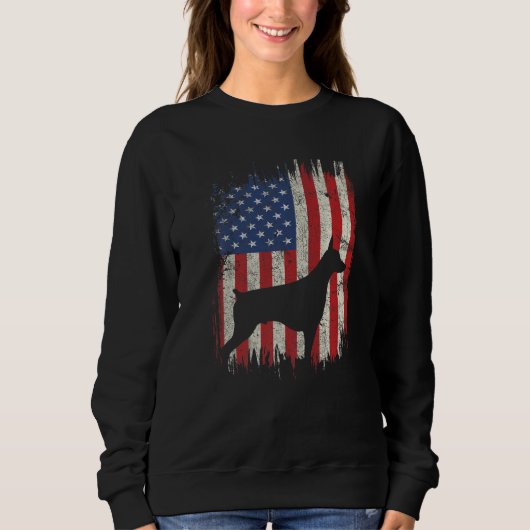 4th Of July Doberman American Flag Patriotic Dog L Trui (Voorkant)