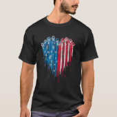 4th Of July Dog Paw Heart American Flag T-shirt (Voorkant)