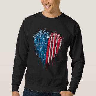 4th Of July Dog Paw Heart American Flag Trui
