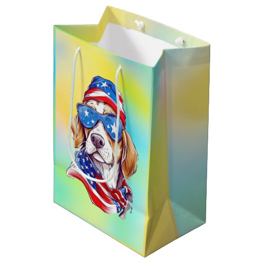 4th Of July Dog Sublimation-66361 Medium Cadeauzakje (Voorkant Gekanteld)