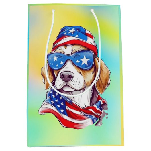 4th Of July Dog Sublimation-66361 Medium Cadeauzakje (Voorkant)