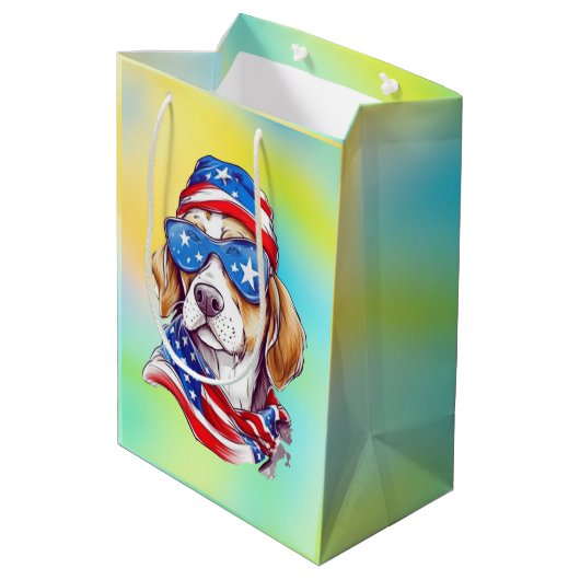 4th Of July Dog Sublimation-66361 Medium Cadeauzakje (Achterkant Gekanteld)