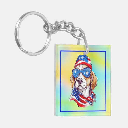 4th Of July Dog Sublimation-66361 Sleutelhanger (Voorkant Links)