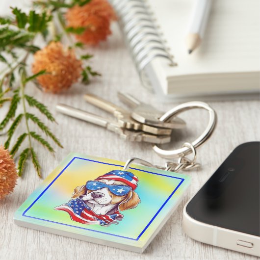 4th Of July Dog Sublimation-66361 Sleutelhanger (Voorkant Rechts)