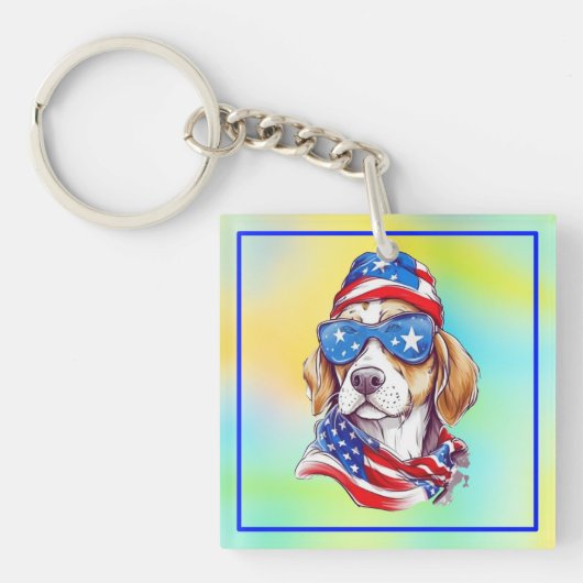 4th Of July Dog Sublimation-66361 Sleutelhanger (Voorkant)