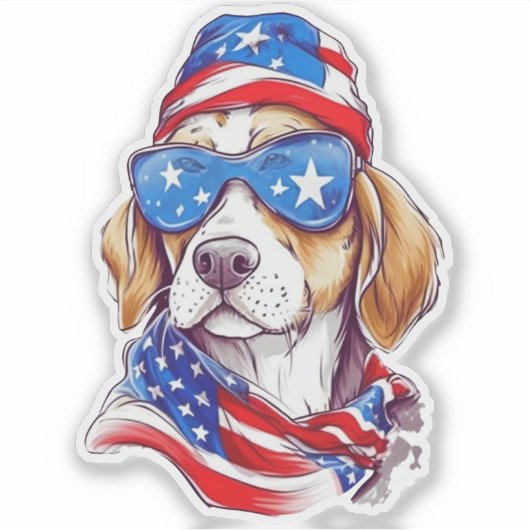 4th Of July Dog Sublimation-66361 Sticker (Voorkant)
