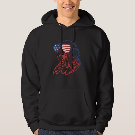4th Of July Eagle American Flag Independence Day M Hoodie (Voorkant)