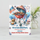 4th of July Familiereünie Bakyard BBq Party Kaart (Staand voorkant)