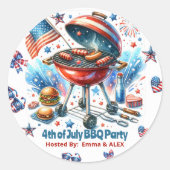 4th of July Familiereünie Bakyard BBq Party Ronde Sticker (Voorkant)