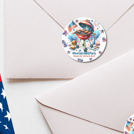 4th of July Familiereünie Bakyard BBq Party Ronde Sticker