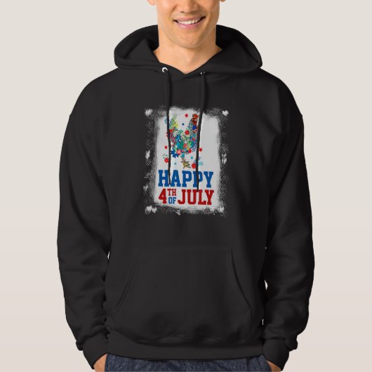 4th Of July Farmer Chicken Flower American Flag Pa Hoodie (Voorkant)