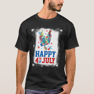 4th Of July Farmer Chicken Flower American Flag Pa T-shirt