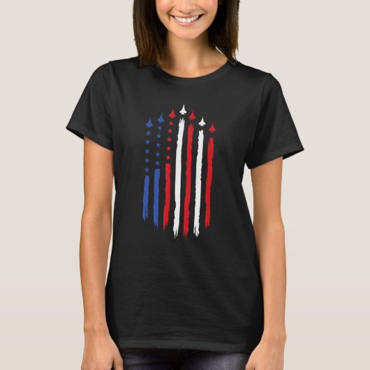 4th of July Fighter Jets with USA American Flag Ce T-shirt (Voorkant)