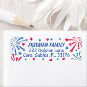 4th of July Fireworks Retour Adreslabel Etiket (Insitu)