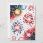 4th of July Fireworks | Watercolor Patriotic Art Aankondiging (Voorkant)