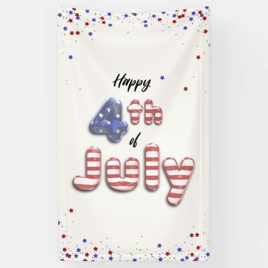 4th of July Folie Balloons Stars Stripes - Banner (Verticaal)