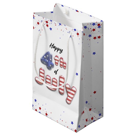 4th of July Folie Balloons Stars Stripes - Geschen Klein Cadeauzakje (Voorkant Gekanteld)