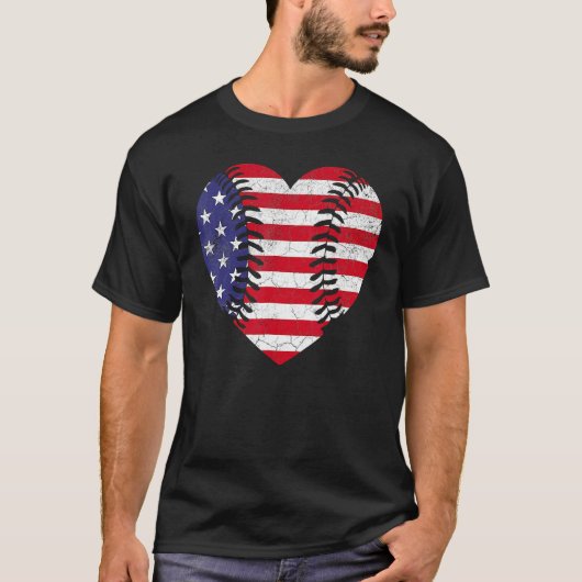 4th Of July For Women American Flag Baseball Hea T-shirt (Voorkant)