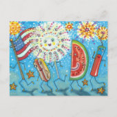 4TH OF JULY GANG, PARADE & FIREWORKS FEESTDAGENKAART (Voorkant)