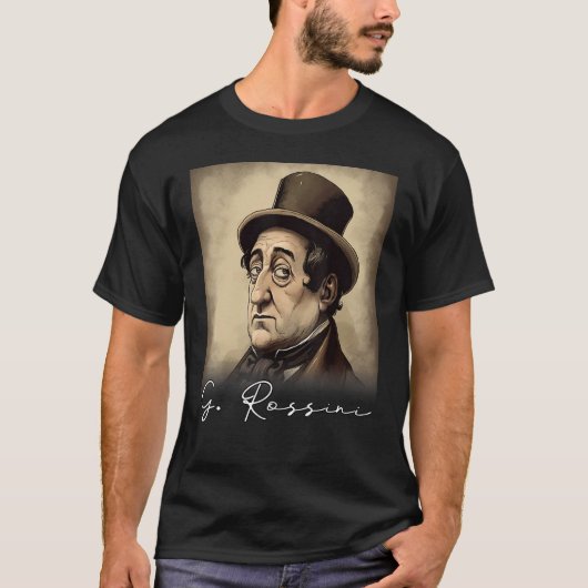 4th of July Gioachino Rossini US Flag Musician Com T-shirt (Voorkant)