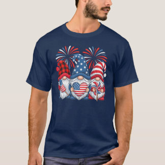 4th of July Gnomes American Patriotic Fireworks  T-shirt