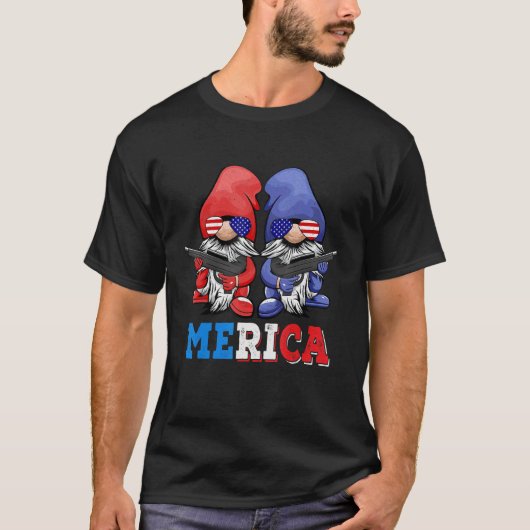 4th Of July Gnomes Kid Patriotic Gnomes Us Flag M T-shirt (Voorkant)